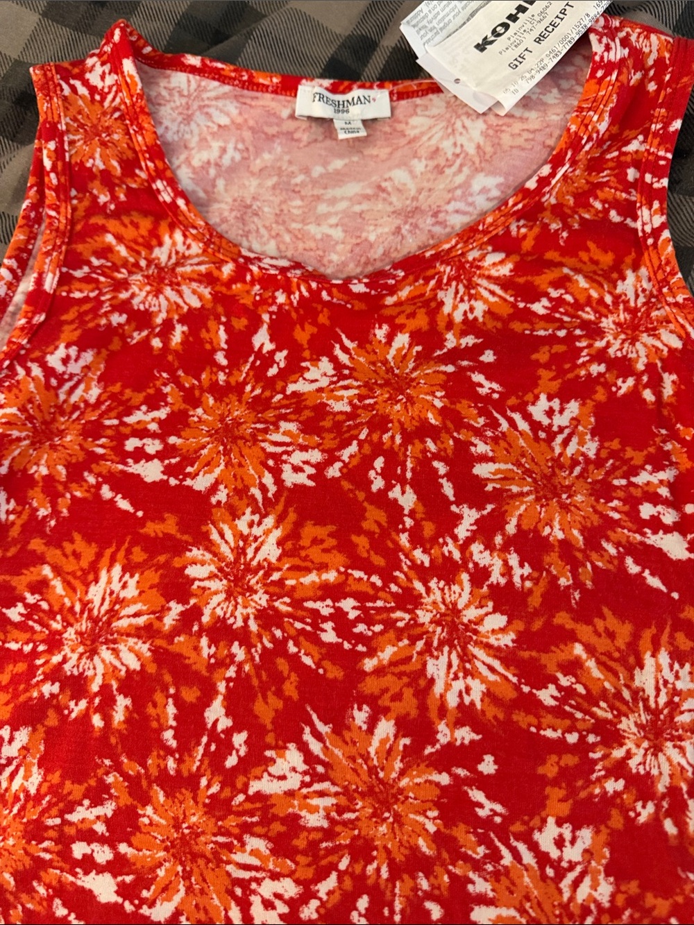 Freshman Red & Orange Tie-Dye Floral Tank